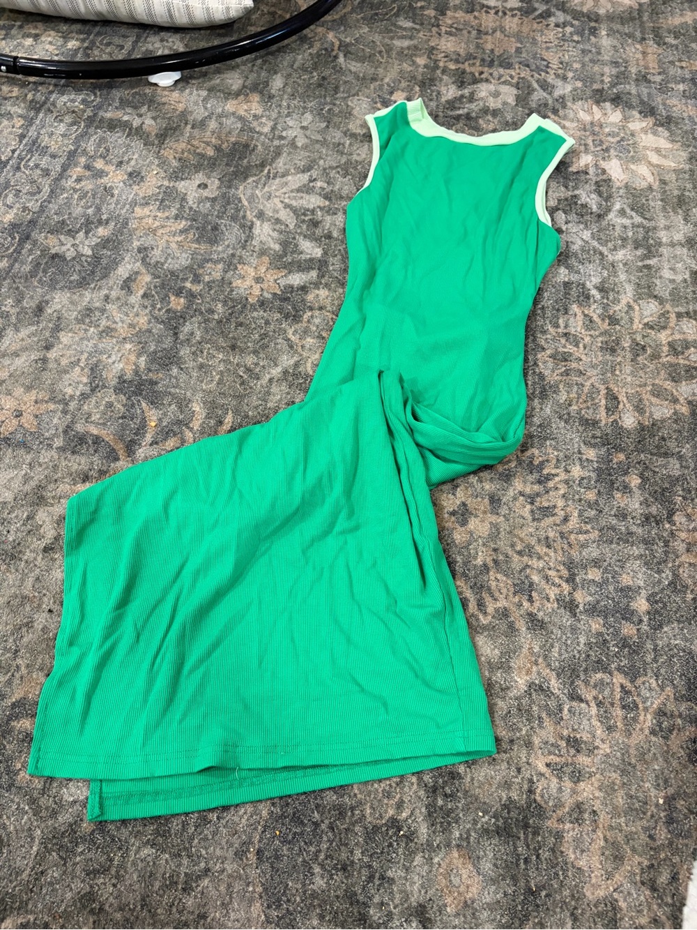 Green Sleeveless Knit Maxi Skirt